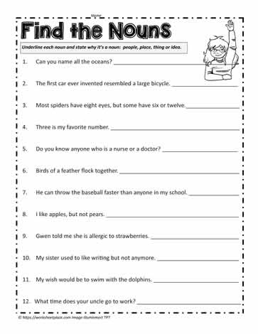 Noun Worksheet Worksheets