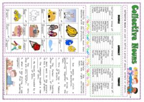 24 Collective nouns English ESL worksheets pdf &  doc