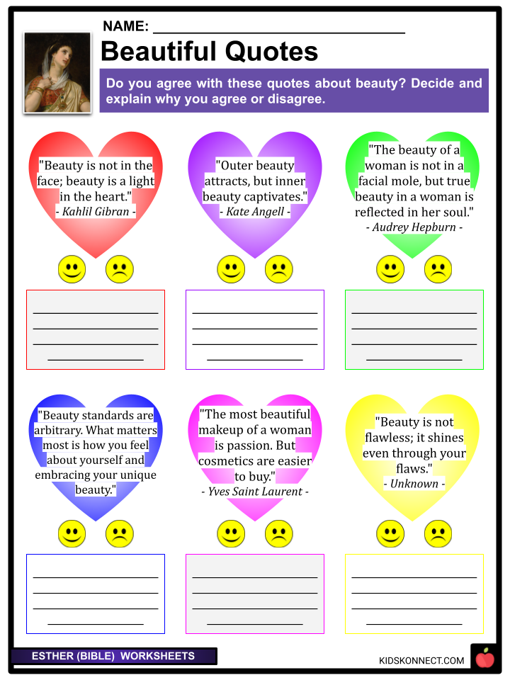 Esther Worksheets | Early Life, Queen Esther Saving Her People