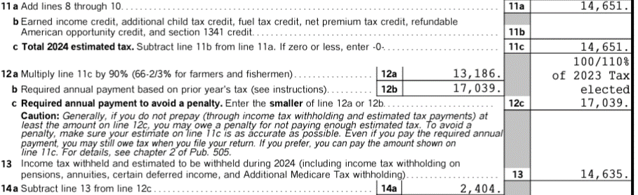 estimated tax worksheet
