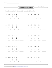 Estimating Sums &  Differences Worksheets