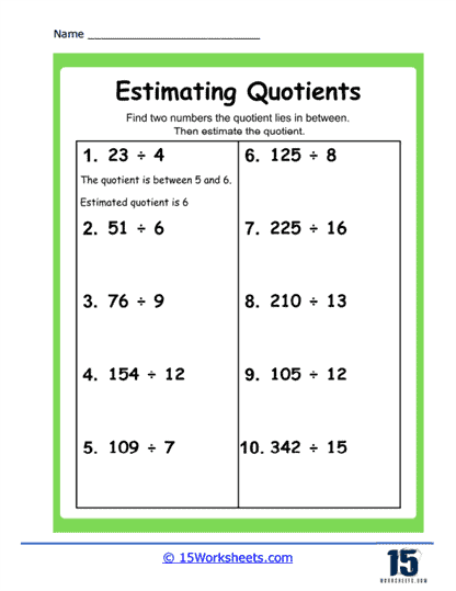 Estimating Quotients Worksheets - 15 Worksheets Library