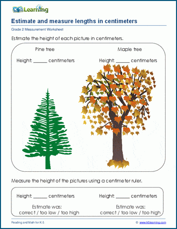 Estimating lengths in centimeters worksheets | Worsheets library