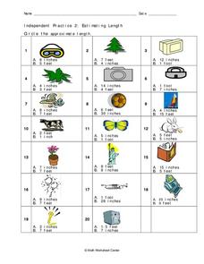 Estimating Length Worksheet for 4th - 5th Grade | Lesson Planet