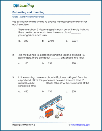 Grade 4 estimating and rounding word problem worksheets | Worsheets library