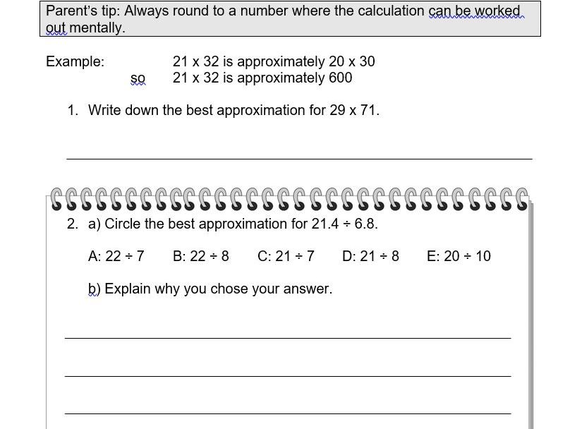 Year 6 Maths worksheet Estimating and Approximating | Teaching ...