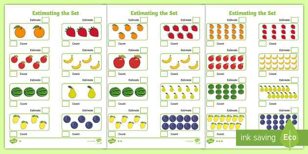 Estimating the Set Differentiated Worksheets (teacher made)