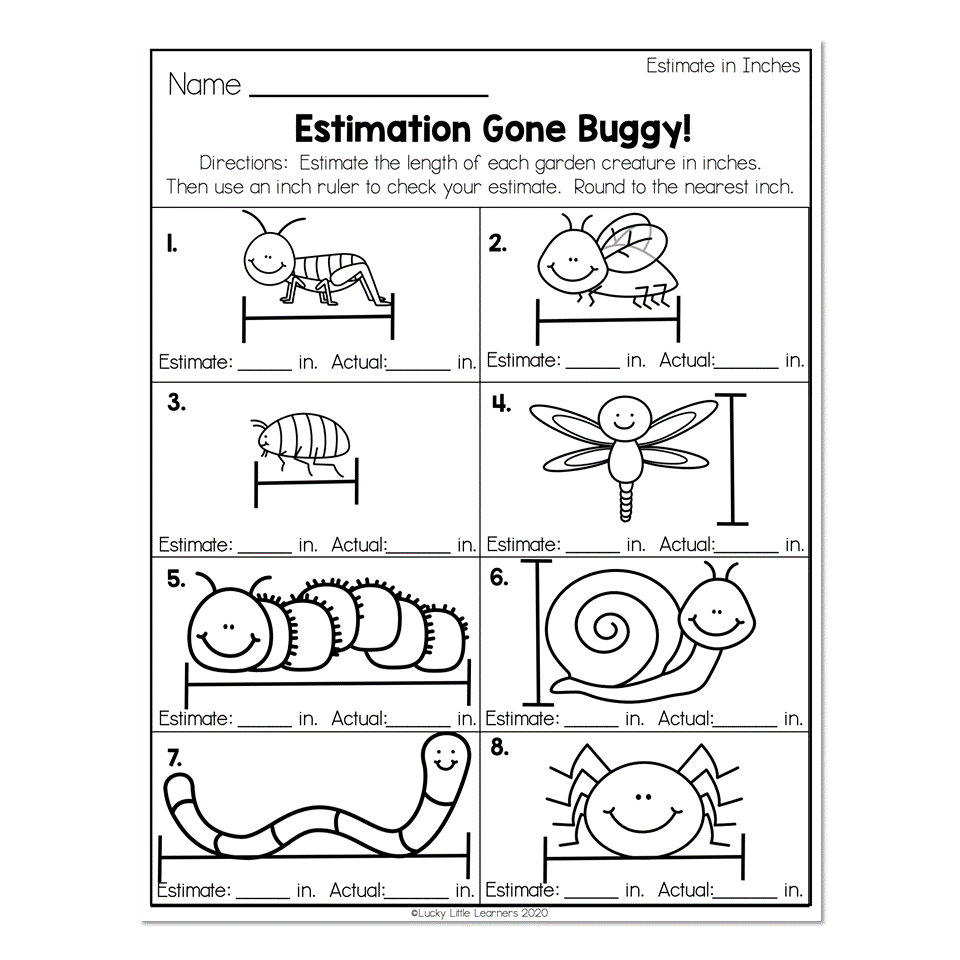2nd Grade Math Worksheets - Measurement - Estimate in Inches ...