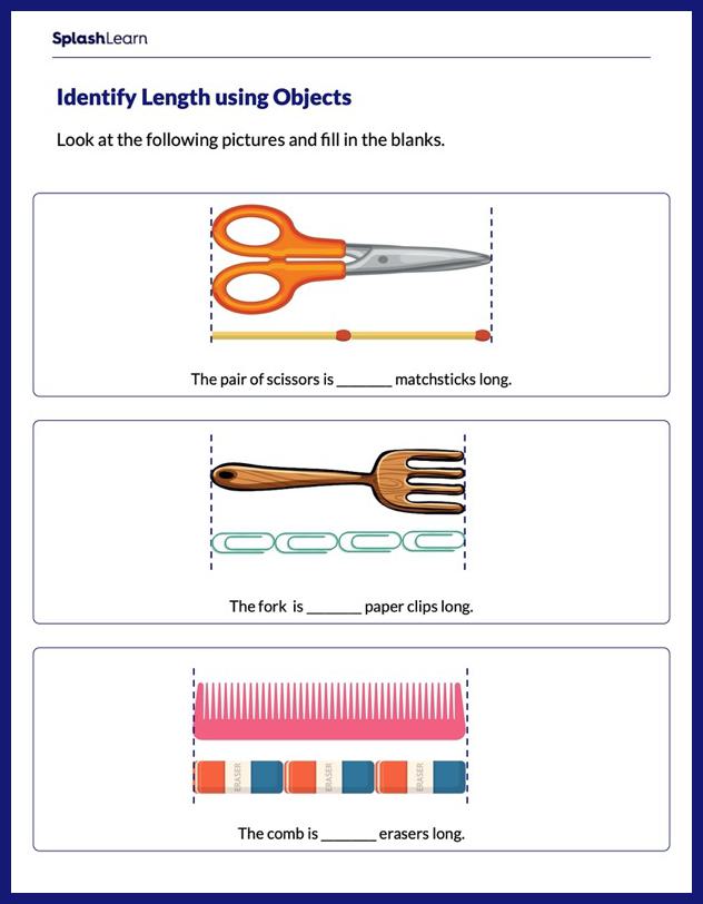 Estimate Length Using Objects - Math Worksheets - SplashLearn