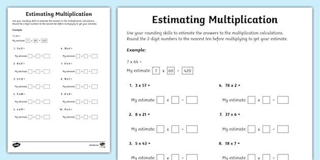 ? Using Estimating When Multiplying Worksheet - Twinkl