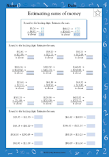 Estimating Sums of Money Worksheet (Grade 4) - TeacherVision
