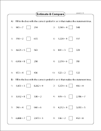 Estimating Products &  Quotients Worksheets