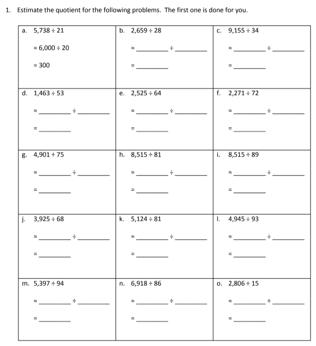 Approximate Quotients 2 (solutions, examples, videos, worksheets ...