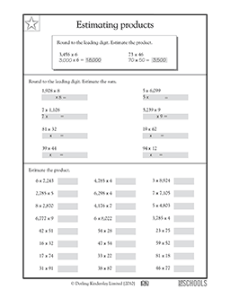 Estimating products | 4th grade Math Worksheet | GreatSchools