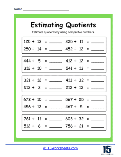 Estimating Quotients Worksheets - 15 Worksheets Library