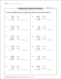 Estimating Sums &  Differences Worksheets