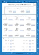 estimating sums and differences worksheet 5th grade