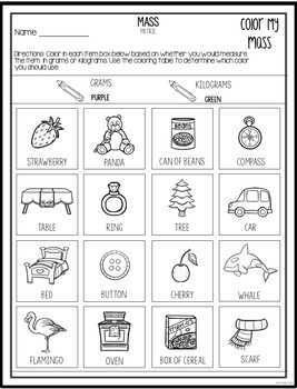 Weight Worksheets and Mass Worksheets - Customary &  Metric