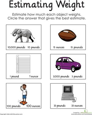 Estimating Weight | Worksheet 