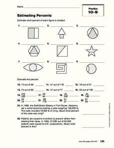 Estimating Percents Worksheet for 5th - 8th Grade | Lesson Planet
