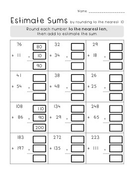 estimating worksheet 3rd grade