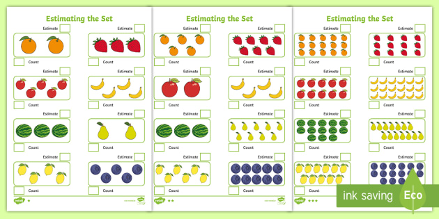Estimating the Set Differentiated Worksheets (teacher made)