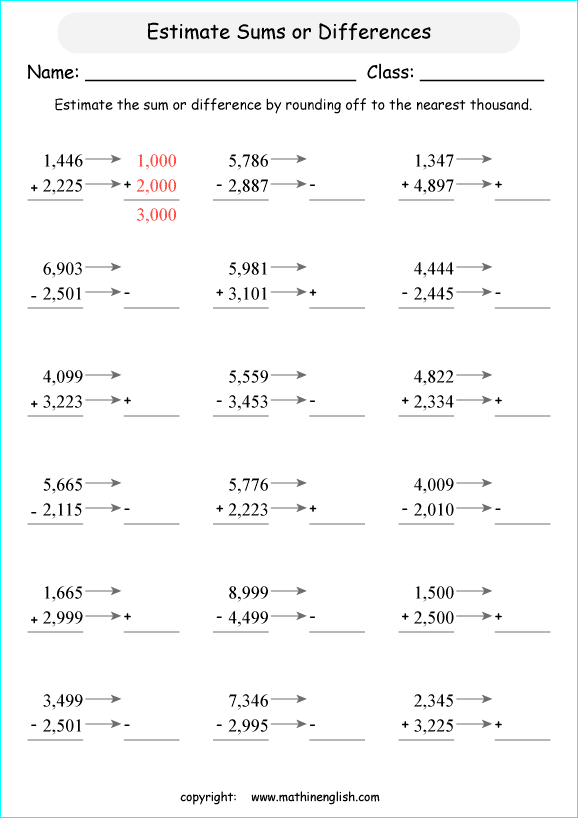 Printable primary math worksheet for math grades 1 to 6 based on ...