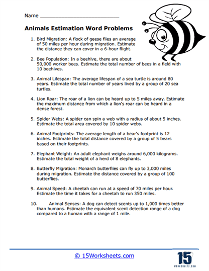 Estimation Word Problems Worksheets - 15 Worksheets Library