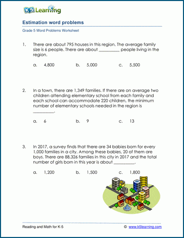 Estimating and rounding word problem worksheets for grade 5 | Worsheets library...