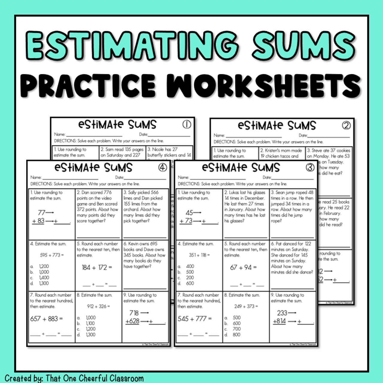 3RD GRADE MATH ESTIMATING SUMS MULTIPLE CHOICE WORKSHEETS Steemit 