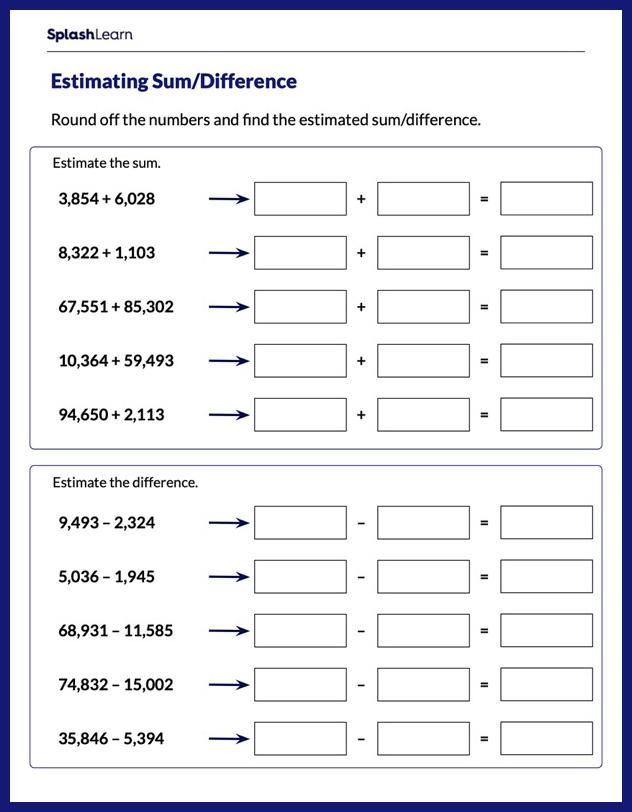 estimation worksheet 5th grade