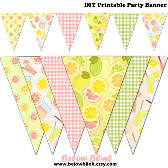 Pink Lemonade Banner, Lemon Printable Banner, Lemonade Party ...