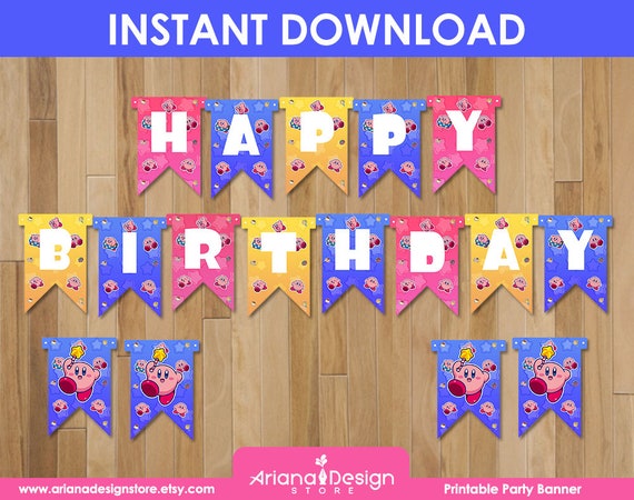 Kirby Printable Birthday Banner Kirby Party Banner Kirby Printable ...