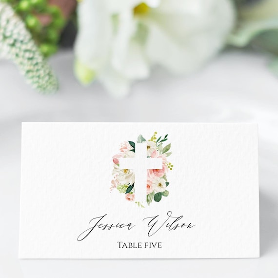 Baptism Place Cards, Editable First Communion Place Card Template ...