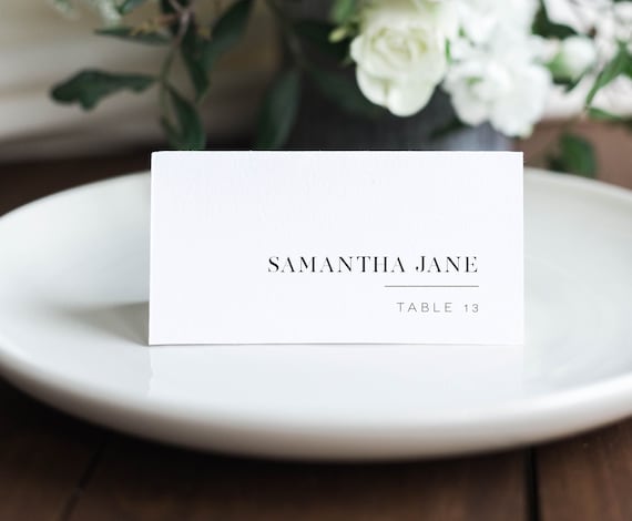 Minimalist Place Card Template, Wedding Escort Card Printable ...