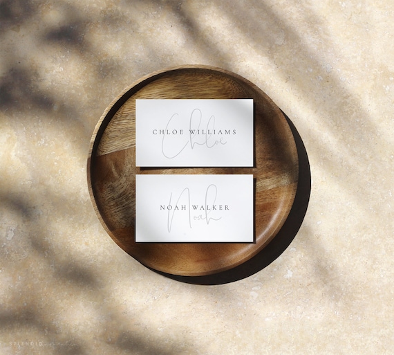 Minimalist Wedding Place Cards Template, Wedding Name Cards ...