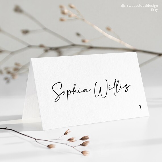 Minimalist Wedding Place Cards Template,printable Wedding Place ...