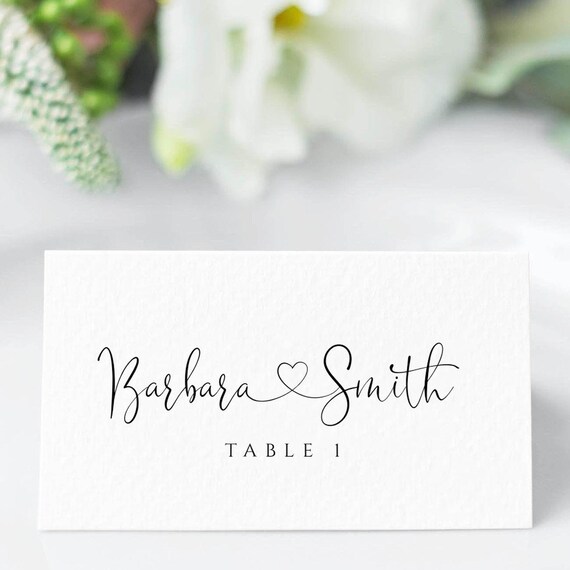 AMORA Place Card Template , Editable Wedding Place Cards ...