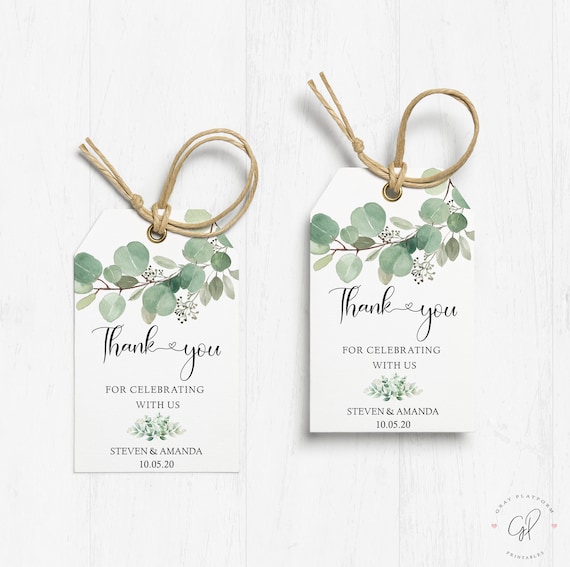 Thank You Tags Printable Gift Tags Greenery Wedding Favor Tags ...