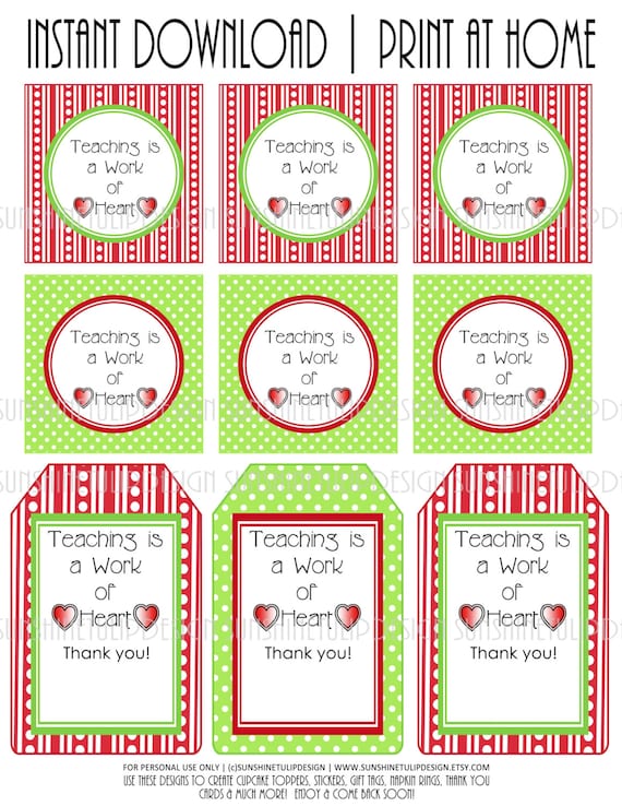 etsy printable gift tags