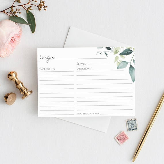 etsy printable recipe cards