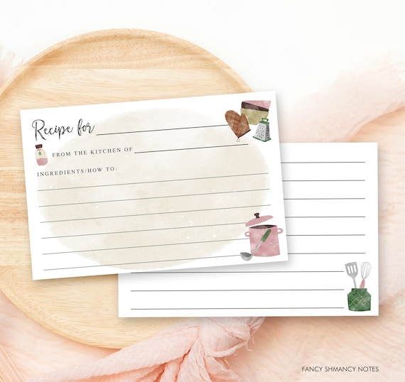 etsy printable recipe cards