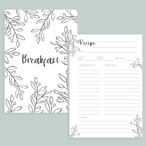 etsy printable recipe cards