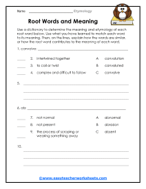 Etymology Worksheets