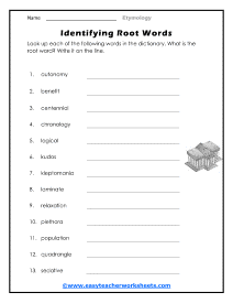 Etymology Worksheets