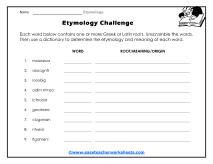 Etymology Worksheets