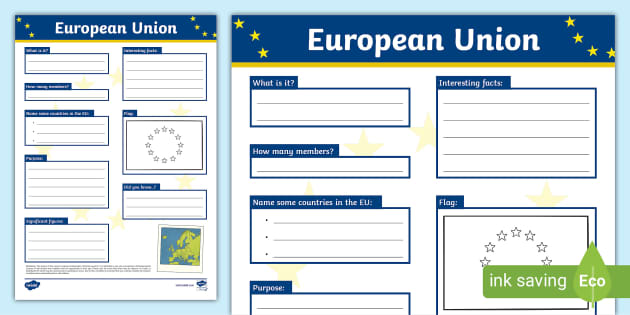 European Union Fact File Template (teacher made) - Twinkl
