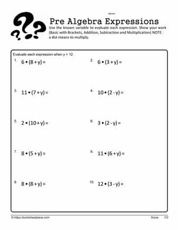 Evaluate Expressions Practice 8 Worksheets