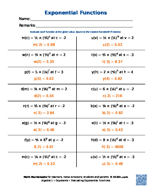 Free Algebra 1 Exponents worksheets for homeschoolers, students ...