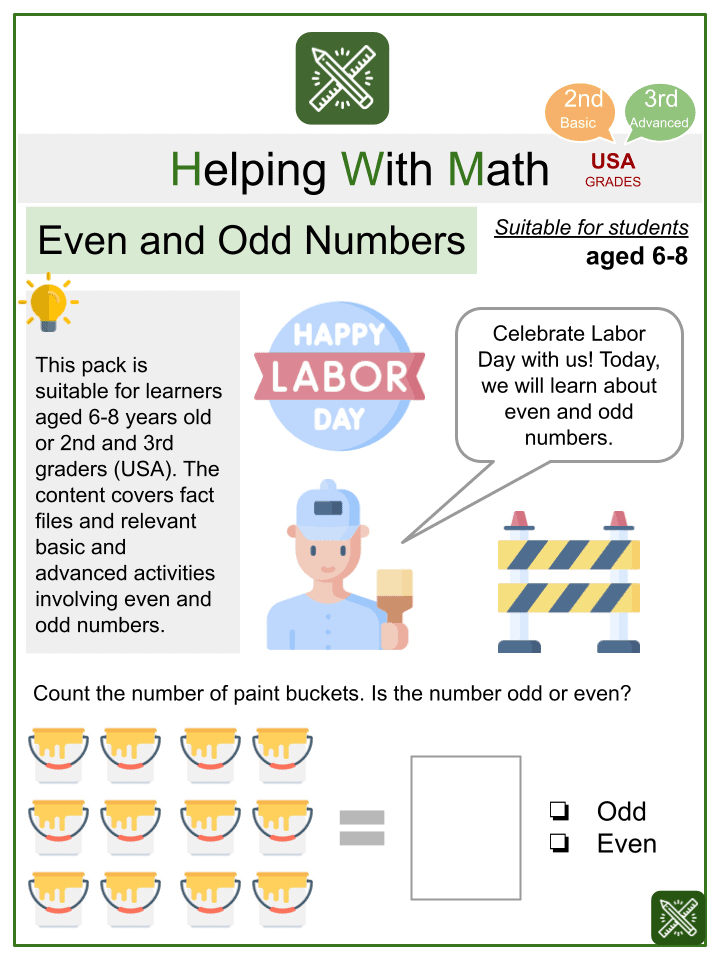 Even and Odd Numbers Math Worksheets | Ages 6-8 Activities